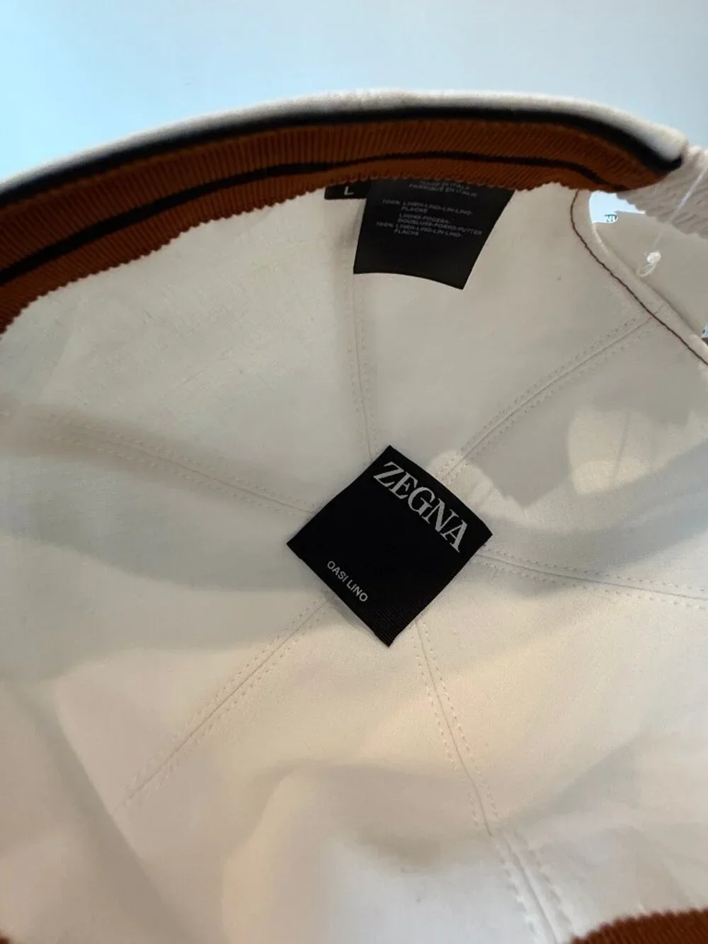 Zegna White Baseball Cap (SS26) Oasi Lino Large Limited Edition